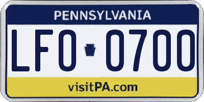 PA license plate LFO0700