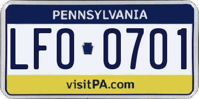 PA license plate LFO0701