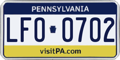 PA license plate LFO0702