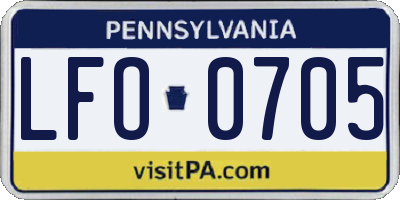 PA license plate LFO0705