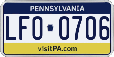 PA license plate LFO0706