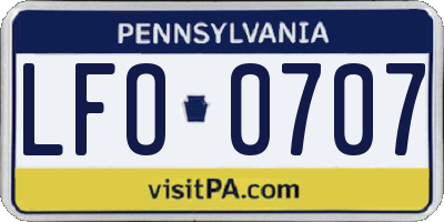 PA license plate LFO0707