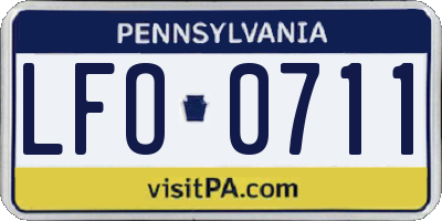 PA license plate LFO0711