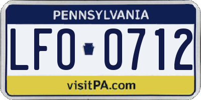 PA license plate LFO0712