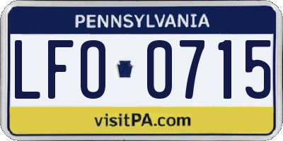 PA license plate LFO0715
