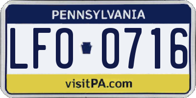 PA license plate LFO0716