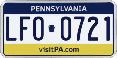 PA license plate LFO0721