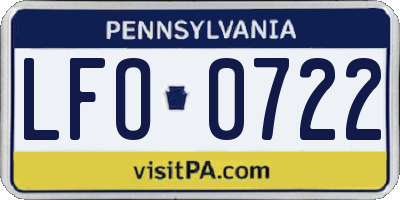 PA license plate LFO0722