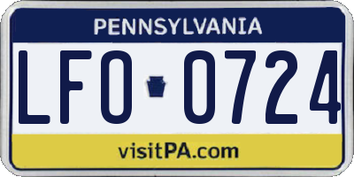PA license plate LFO0724