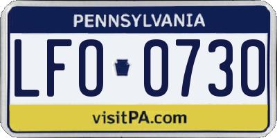 PA license plate LFO0730