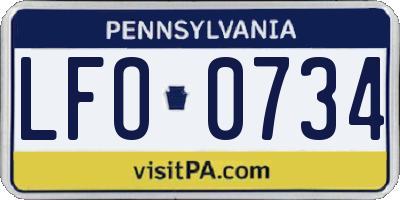 PA license plate LFO0734
