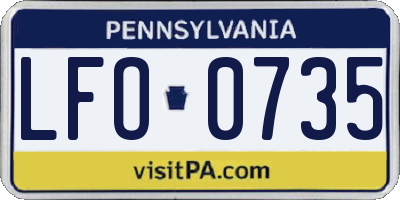 PA license plate LFO0735