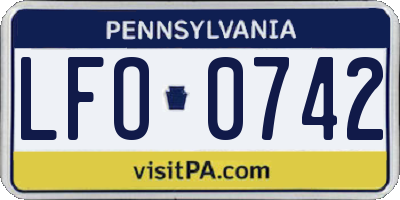 PA license plate LFO0742