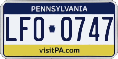PA license plate LFO0747