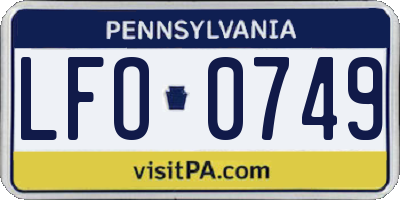 PA license plate LFO0749
