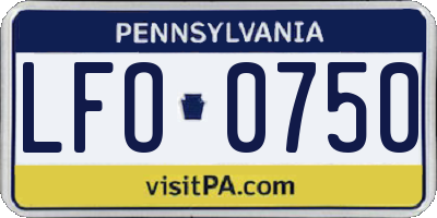 PA license plate LFO0750