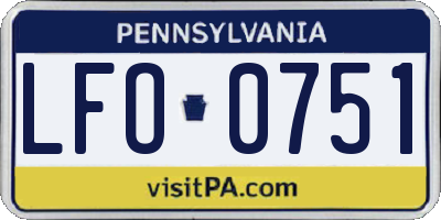 PA license plate LFO0751