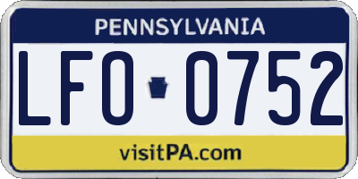 PA license plate LFO0752