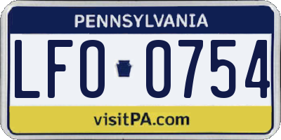PA license plate LFO0754
