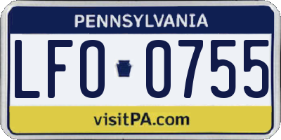 PA license plate LFO0755