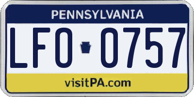PA license plate LFO0757