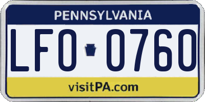 PA license plate LFO0760