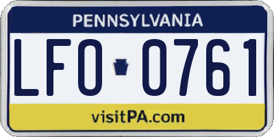 PA license plate LFO0761