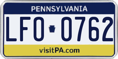 PA license plate LFO0762