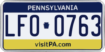 PA license plate LFO0763