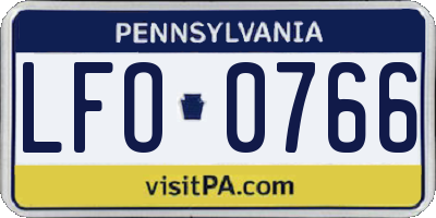 PA license plate LFO0766