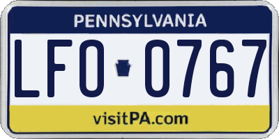 PA license plate LFO0767