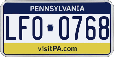 PA license plate LFO0768