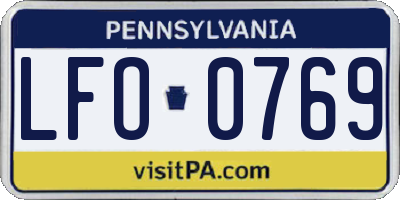 PA license plate LFO0769