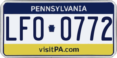 PA license plate LFO0772
