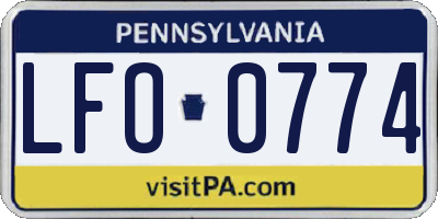 PA license plate LFO0774