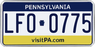 PA license plate LFO0775