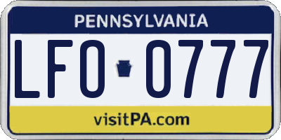 PA license plate LFO0777
