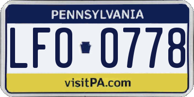PA license plate LFO0778