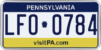 PA license plate LFO0784