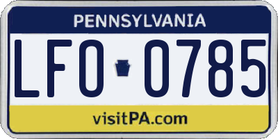 PA license plate LFO0785