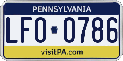 PA license plate LFO0786