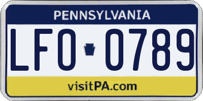 PA license plate LFO0789