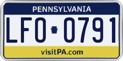 PA license plate LFO0791