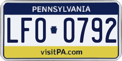 PA license plate LFO0792