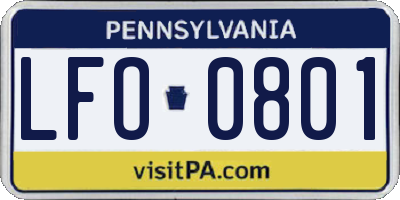PA license plate LFO0801