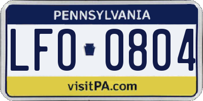 PA license plate LFO0804