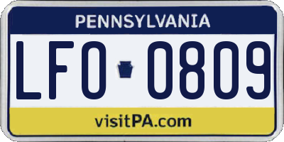 PA license plate LFO0809