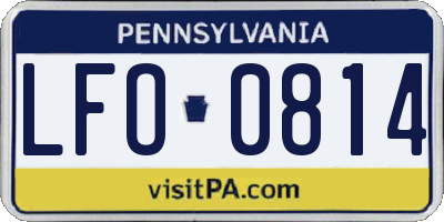 PA license plate LFO0814