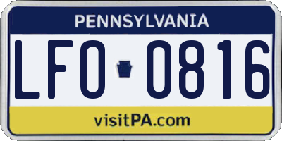 PA license plate LFO0816