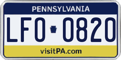 PA license plate LFO0820